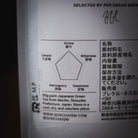 Tea label with text and a pentagon diagram on a white background