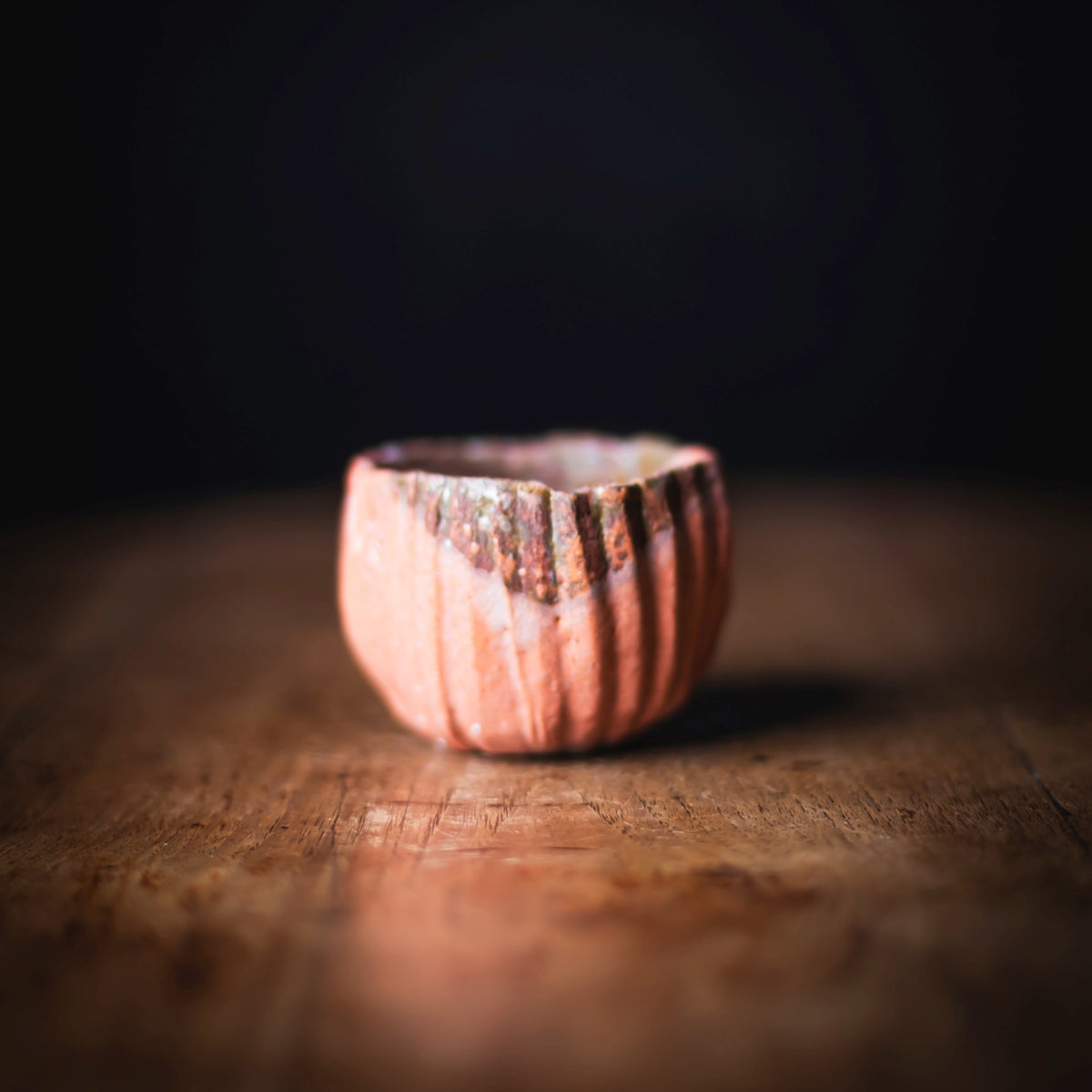 Red Raku Guinomi #005 (view 2)