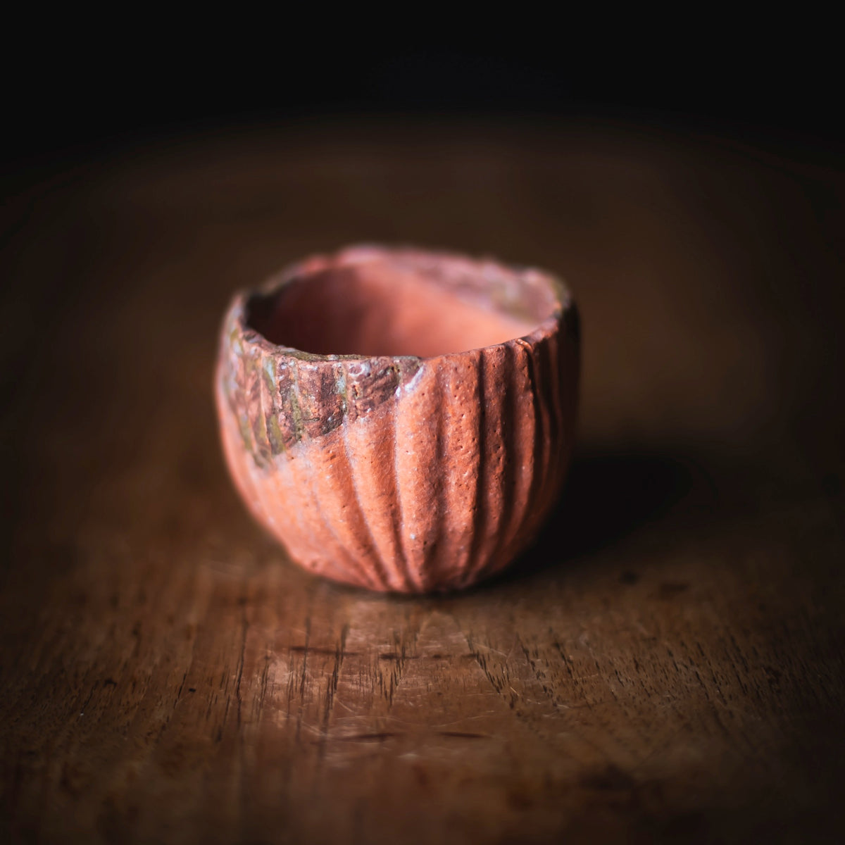 Red Raku Guinomi #005 (view 5)