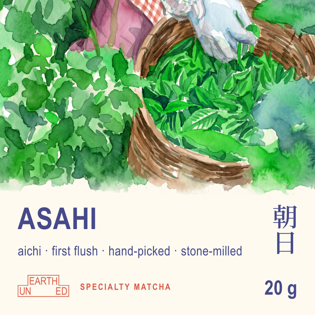 Asahi Matcha from Aichi, front label of the pouch