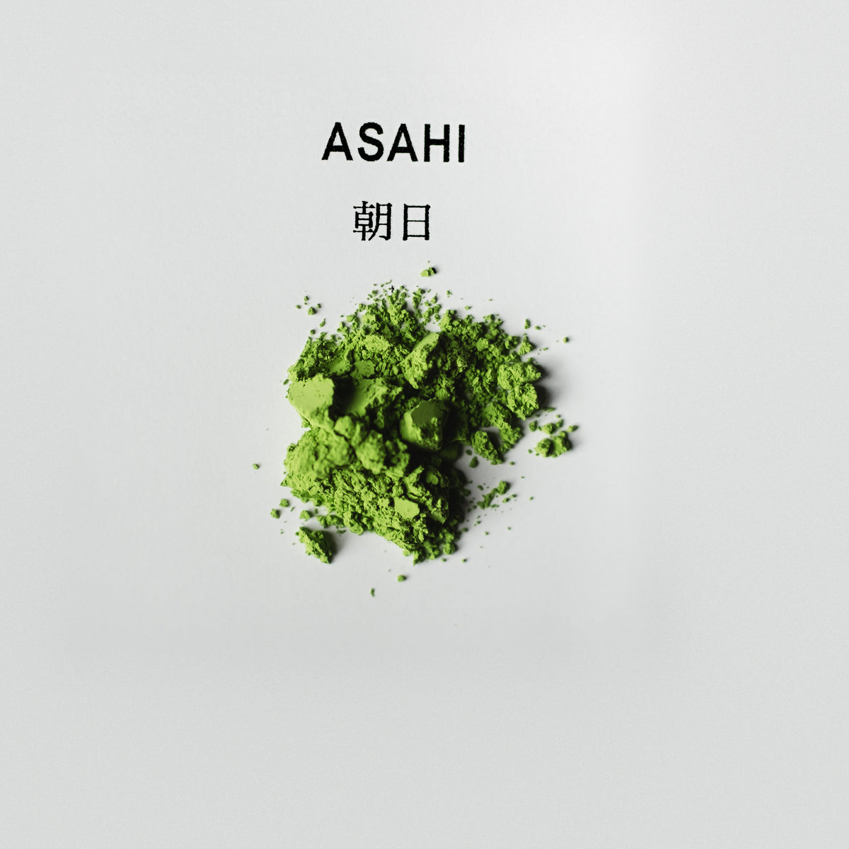 Asahi Matcha, powder heap on white paper