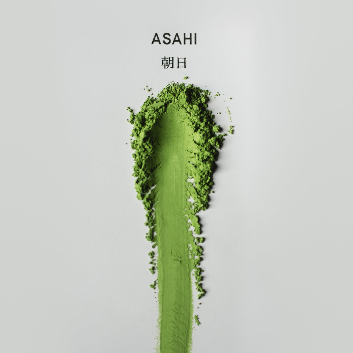 Asahi Matcha, powder brushed into a stripe on white paper