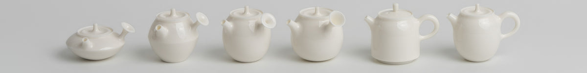 Six porcelain teapots by Buchangqi Studio, Dehua