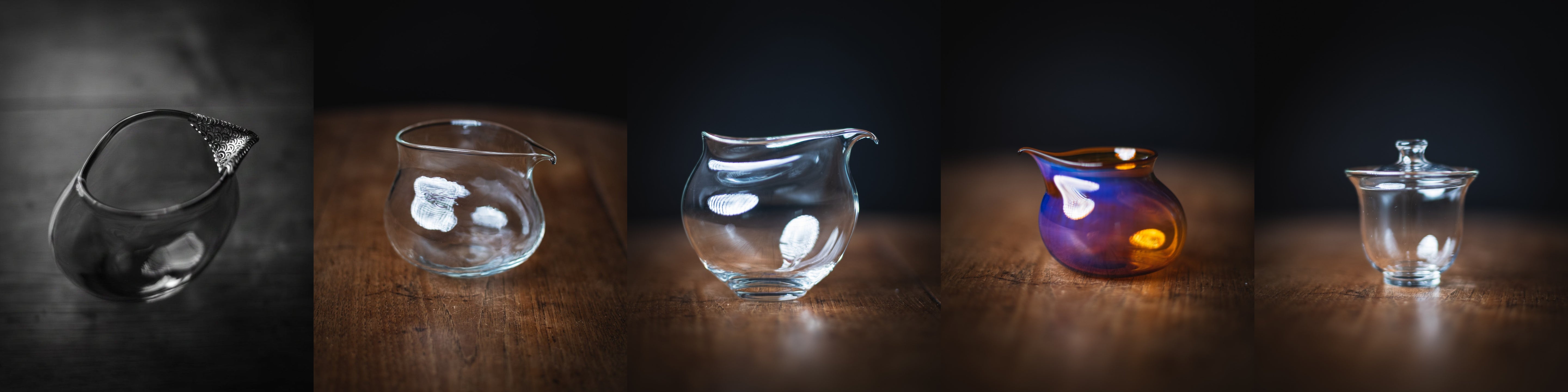 UNEARTHED glass pre-order — silver-filter pitcher, matcha whisking pitcher, spring pitcher, iridescent Flying-Bird pitcher, glass gaiwan