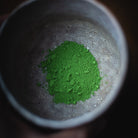 Asahi Matcha, powder in a grey stoneware cup