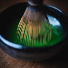 Choan Matcha, bamboo whisk in the black glazed bowl