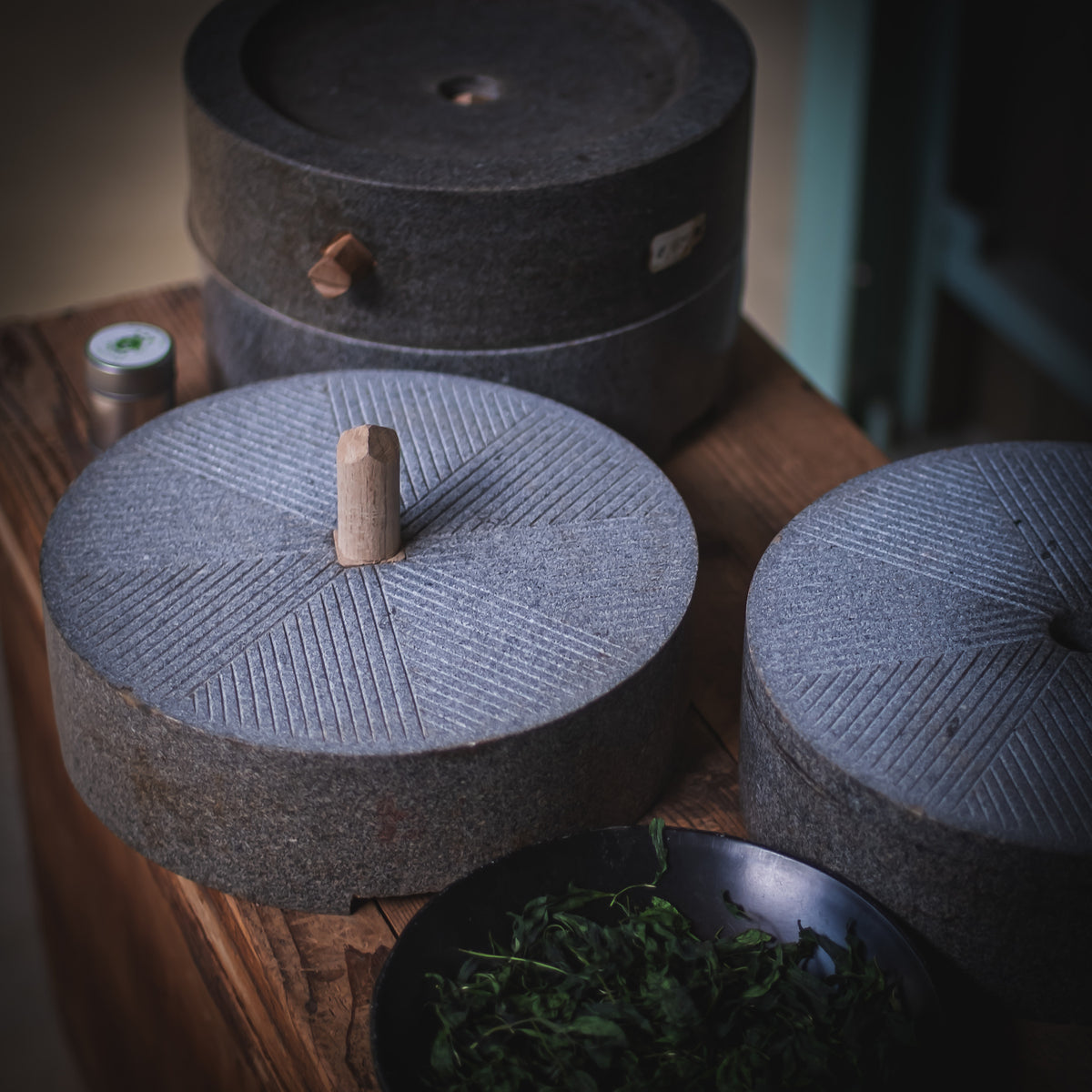 Choan Matcha, granite stone mills and tencha at the farm
